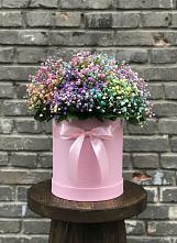 Цветочная композиция из Гипсофила и Розы в шляпной коробке в Гае