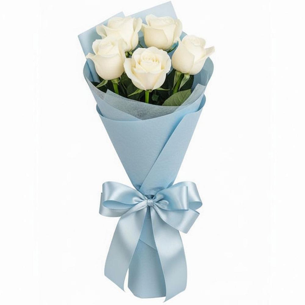 Букет 5 Белых роз Проуд в Гае