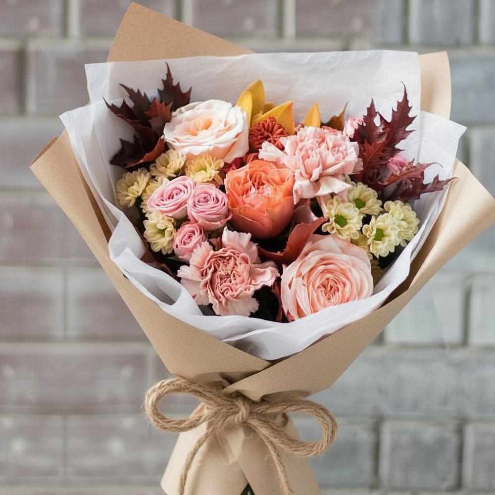 Букет цветов из: Гвоздики, Хризантемы и Розы в Гае