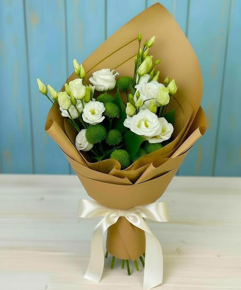 Букет цветов из: Хризантемы и Лизиантусы в Гае