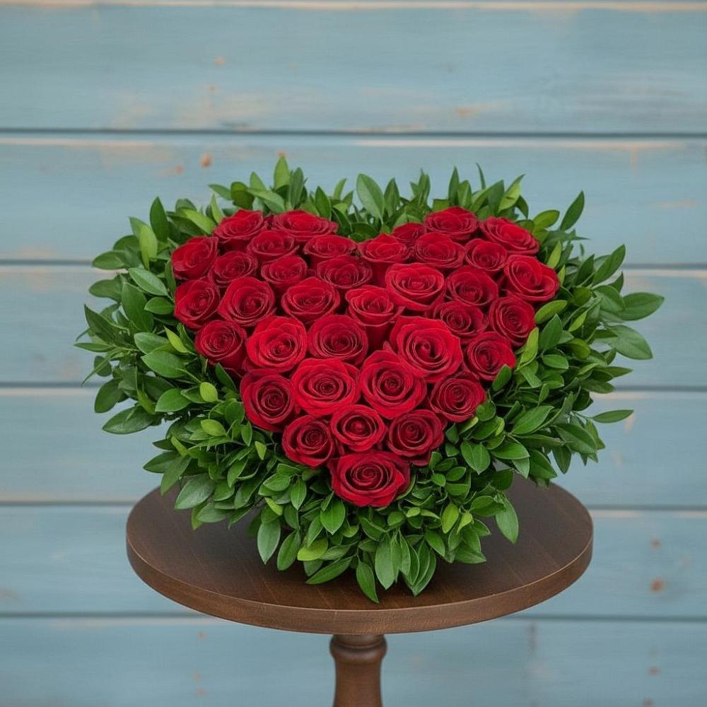 Цветочная композиция из Розы в виде сердца в Гае