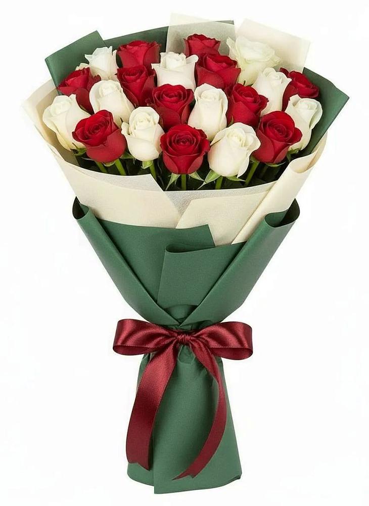 Букет Микс из красных и белых роз в Гае