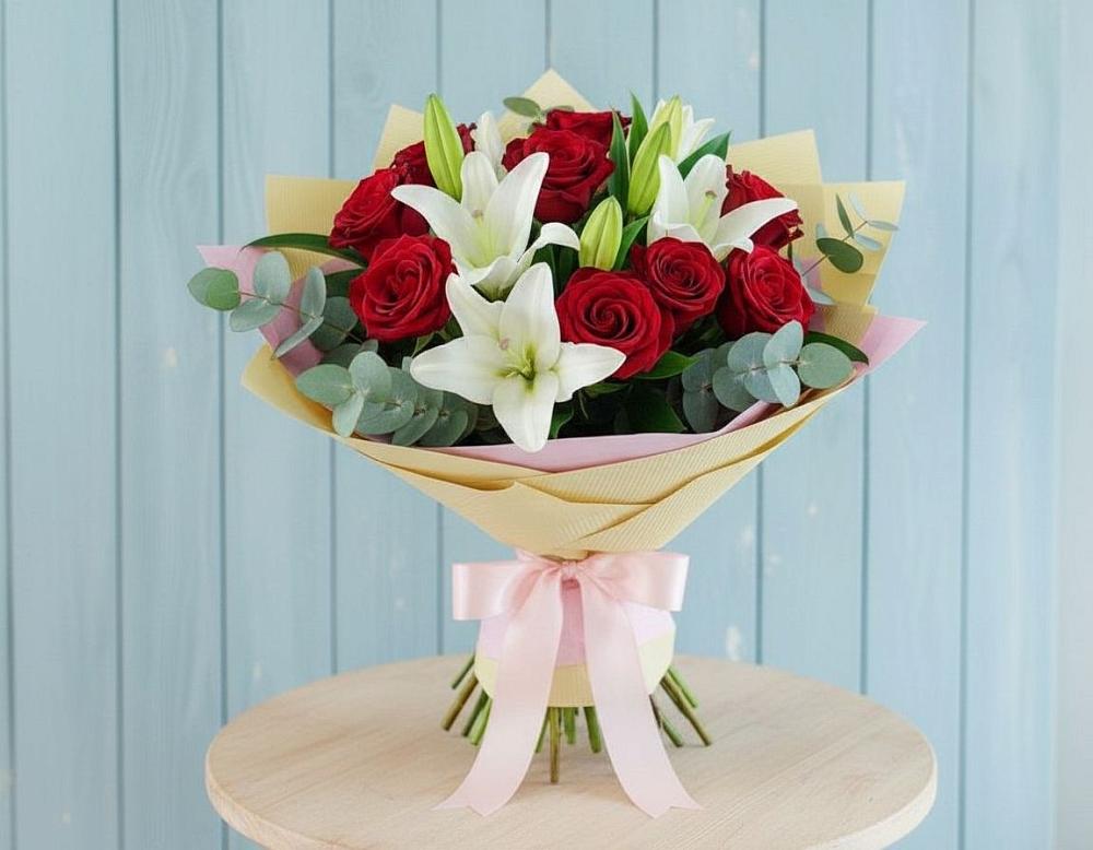 Букет цветов из: Лилии и Розы в Гае